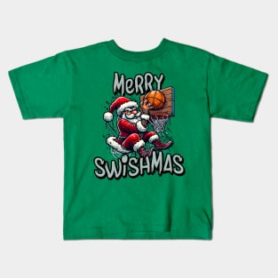 Merry Swishmas - Basketball Santa Kids T-Shirt